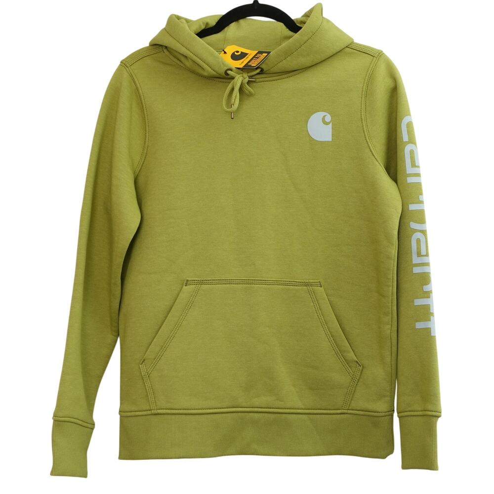 NWT Carhartt Womens Sweatshirt Relaxed Fit Midweight Logo Sleeve Green Size XS
